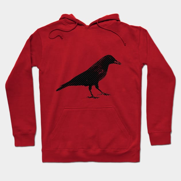 Minimalist Black and White Crow Hoodie by NorthOfLongIsland